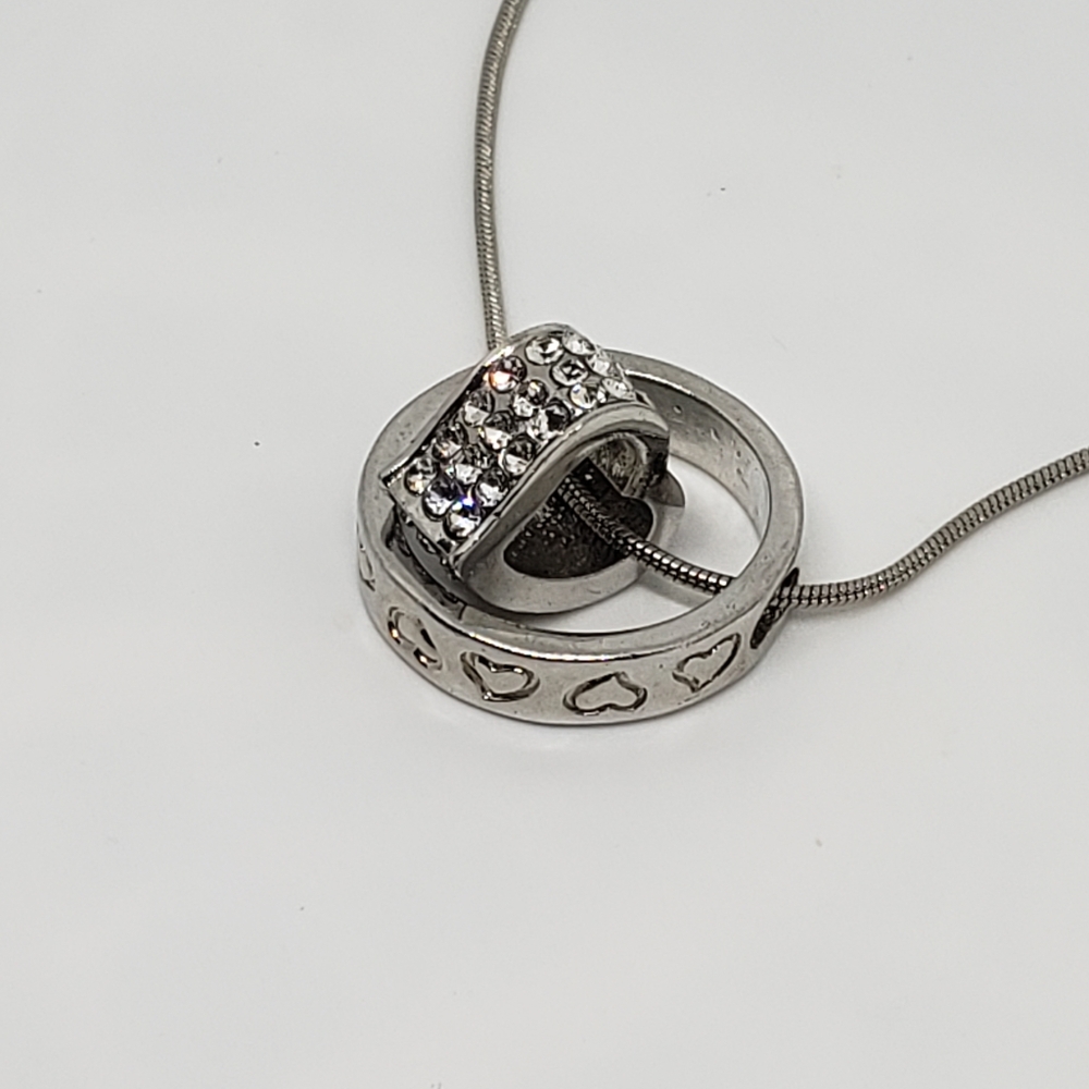 18K White Gold Filled Forever Ring & Heart Charm Necklace NWOT